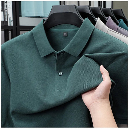 Men's 100% Cotton Polo Shirt - Summer Casual Breathable Tee, 19 Colors, Ideal for Golf and Sports, Business Casual, Silk-Like Finish