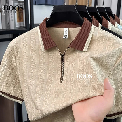 New Men's High-Quality Knitted Short-Sleeved Polo Shirt, Summer Korean Version, Fashionable and Casual, Silky and Breathable Top