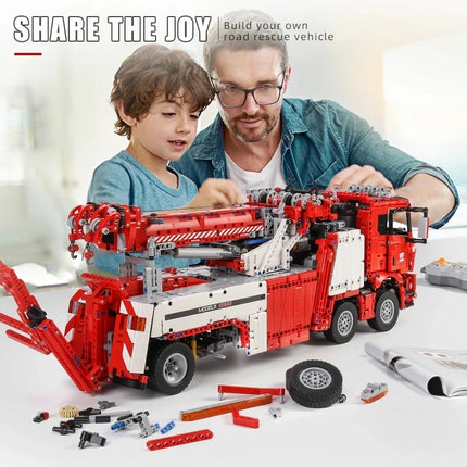 8x8 Road Rescue Truck Crane Building Blocks 4883Pcs Technical Motorized Assembly Bricks Toys For Kids Gifts
