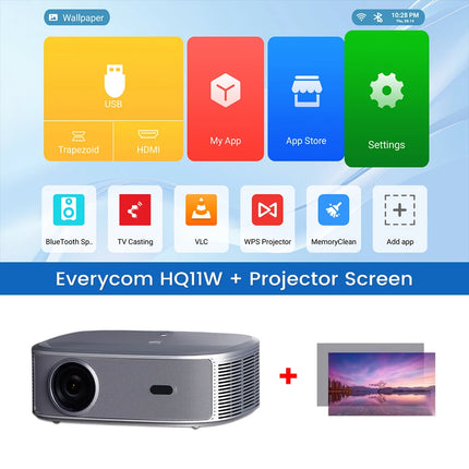 Everycom HQ11W 3600 ANSI 4K Full HD Projector Android 15 3G 64G Home Theater WiFi6 Smart TV Movie Gaming Projectors Beamer