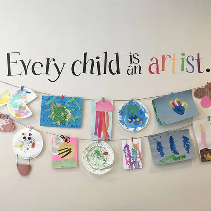 Colorful Every Child Is An Artist Wall Stickers Rainbow Motivational Slogan Wall Decals Classroom Bedroom Living Room Home Decor