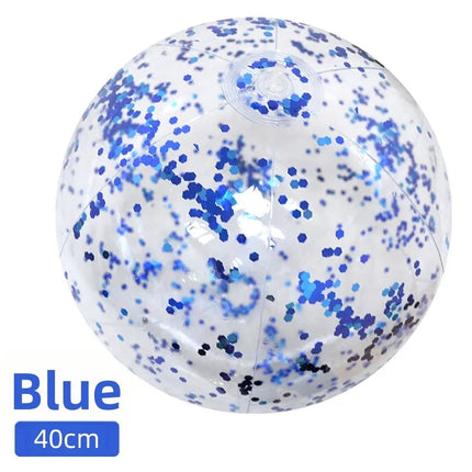 40cm Shiny Sequins Inflatable Ball PVC Transparent Confetti Ball Reusable Swimming Pool Beach Ball Holiday Party Decor