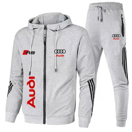 Men's Audi RS Logo Tracksuit 2 Piece Set Casual Hooded Sweatshirt + Jogger Pants Sportswear Suit