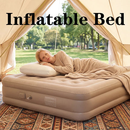 Automatic Double Camping Air Mattress with Built-in Pump, 1-Click Fast Inflatable Sleeping Pad, 2-Layer Large Tent Bed Mat