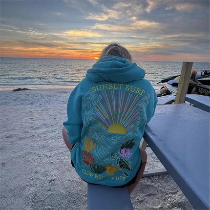 2025 new style Sunflower on the sea embroidered hoodie sweatshirt for men and women embroidered sweatshirt
