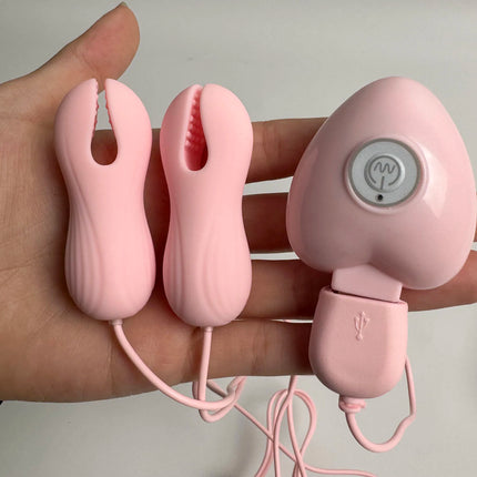 Wired vibrating breast clip multi-mode chest stimulator with remote control pink silicone nipple adult sex toy for women