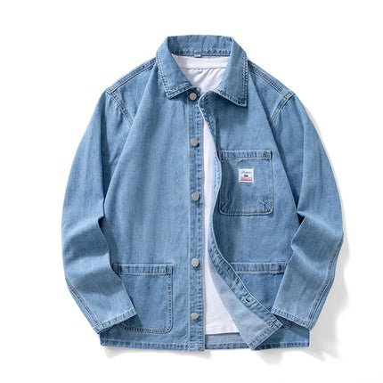 Men's Spring New Loose Fit Flat Foot Casual Shirt Multi-Pocket Design Japanese Workwear Top Comfortable Loose Style