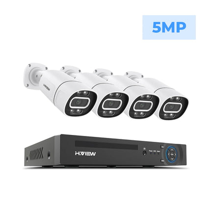 H.View 4K 5Mp 8Mp poe Cctv Security Camera System Home Video Surveillance Kit 8Ch Nvr Audio Outdoor Ip Camera xmeye app
