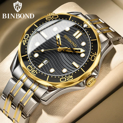 BINBOND B2820 New Casual Fashion Ultra-thin Seahorse Series Quartz Men's Watches 30M Waterproof Luminous Sports Men's Watches