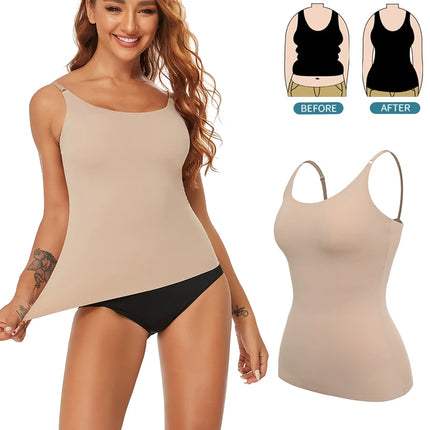 Women Sexy Shapewear Top Tummy Control Smooth Body Shaper Camisole Tank Top Slimming Belly Compression Vest 2PCS 2025 Summer