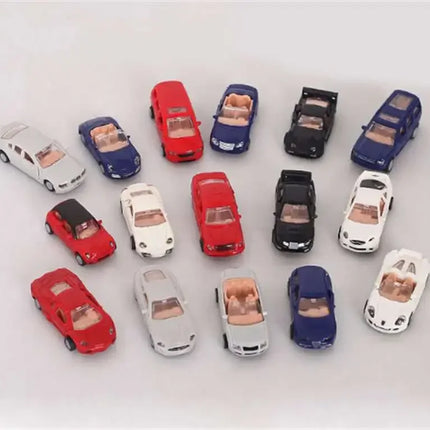 16PCS/Set 4D 1/87 Modern Cars can Move Collection Puzzle Plastic Assemble Model for Children