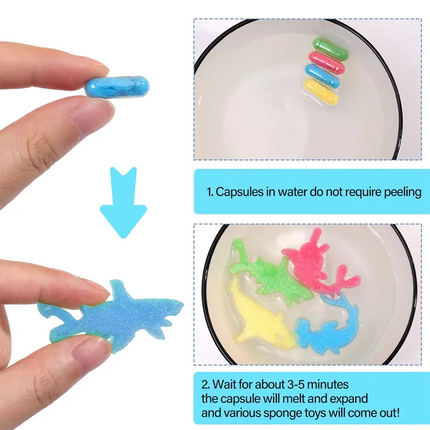 12PCS Water Growing Capsule Toys  Magic Growing Capsule Animals Gift Christmas Soft Bath Companion Water Animals Safety Toy