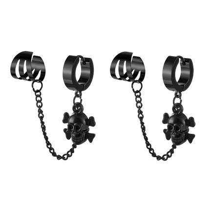 Design Stainless Steel Skull Drop Earrings For Women Men Fashion Gothic Street Hip Hop Ear Jewelry Pendant Cool Stud Earrings