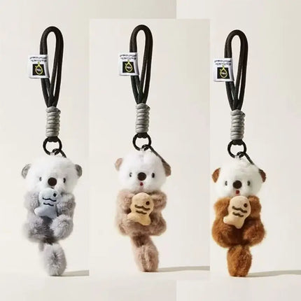 Creativity Otter Pendant Keychain Cute Plush Doll Bag Charm Cartoon Little Fish Hanging Piece Chic Accessories Gift C24