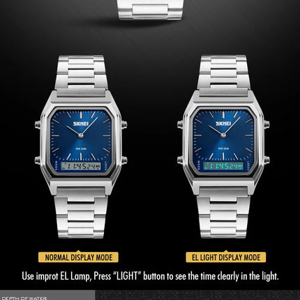 SKMEI Luxury Digital Quartz Watch for Men Sports Chronograph Waterproof Mens Wristwatches Stainless Steel 1612 reloj hombre 1220