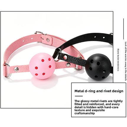 2 Colors Faux Leather Mouth Gag Adjustable Plastic Ball Adult Flirting Fetish Roleplay Game Props Couples BDSM Bondage Sex Toys