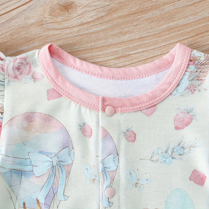 IURNXB Newborn Baby Romper for Girls Adorable Squirrel & Hot Air Balloon Print Sleeveless Onesie Casual Clothing Playwear 0-12M