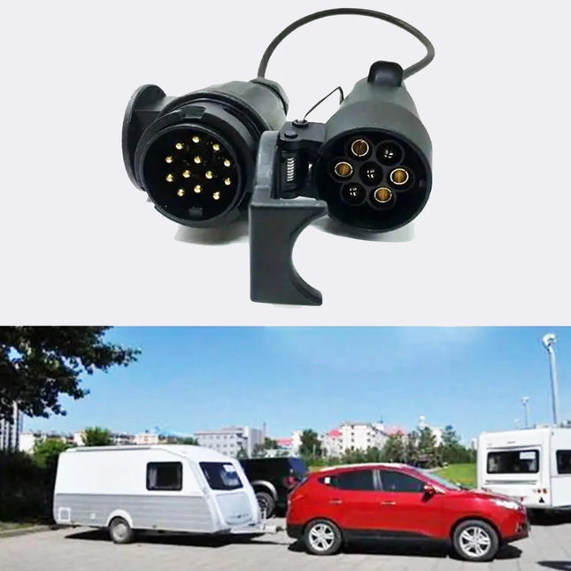 12V Car Adapter Connector Plug 7 Pin To 13 Pin Round Connector Towing Trailer Plug Truck Part Trailer Light Extension Adaptor
