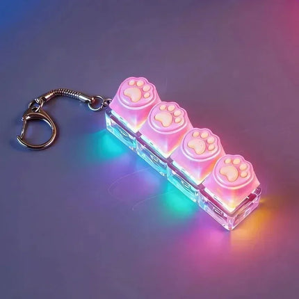 =Clickable Keyboard Keychain LED Light - Stress Anxiety Relief Fidget Toy, Portable Desktop Accessory for Office Decoration Gift