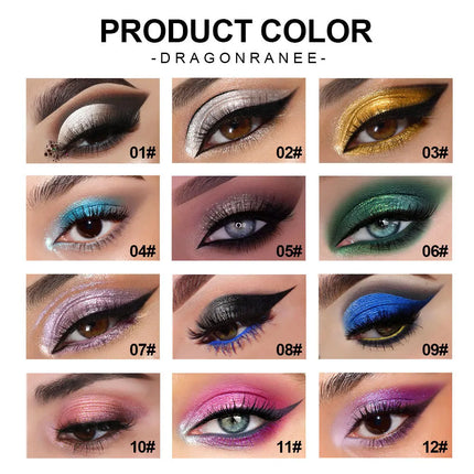 12Pcs Highlighter Eyeshadow Pencil Set Waterproof Glitter Eye Shadow Lying Silkworm Makeup Pigment Cosmetics White Eyeliner Pen