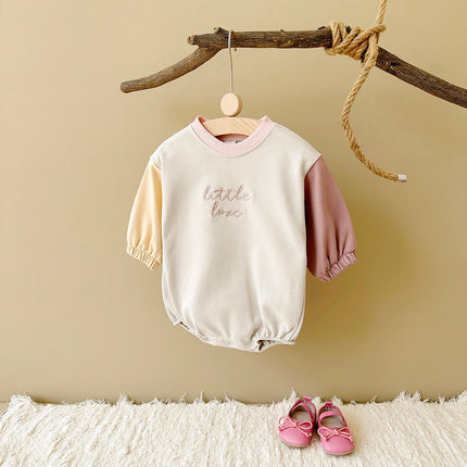 2024 Newborn Baby Romper Cotton Casual Boys Girls Jumpsuit Spring New Color Block Pullover Button Children Clothing 0-18M