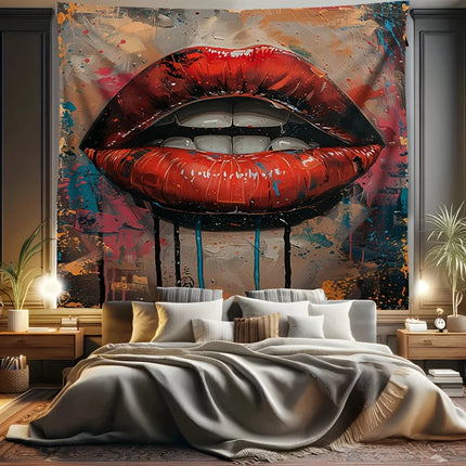 Lipstick decorating lip picture Digital printing polyester wall hanging tapestry decorative Living room bedrooms background gift