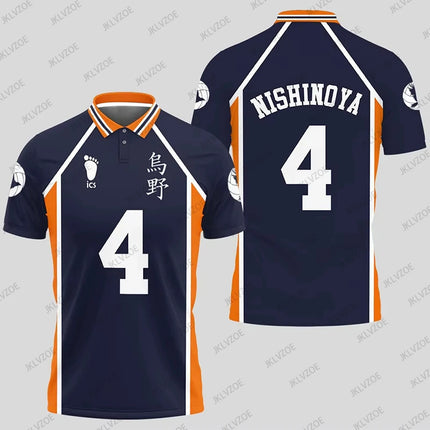 Anime Haikyuu Hinata Cosplay Polo Shirts Summer Shorts Sleeve Men Polos Volleyball Uniform Japan Sports Jerseys Kids Adult Tops