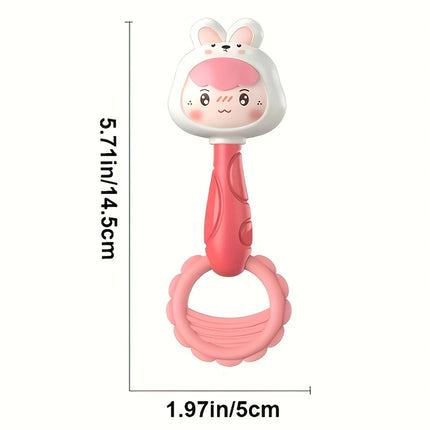 Baby Hand Chime Toy - Cute Pink Rabbit Green Dinosaur Design, Promotes Children's Motor Skill Development and Sensory Learning