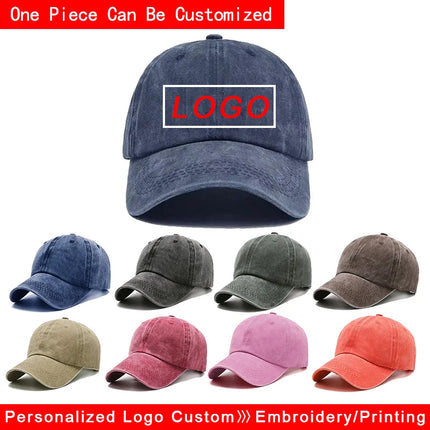 Custom Baseball Caps Men Women Vintage Dad Hat Embroidery or Print DIY Team Logo Snapback Cap Hip Hop Hat Adjustable Trucker Hat
