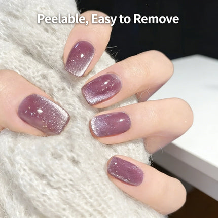 WA516 Grape 12ml No-bake Cat's Eye Water-based Nail Polish, Oderless, With a magnet, dry quickly No need UV lamp, easy to tear
