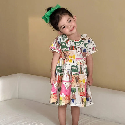 RAISE Children Summer Shirts Outfits Boys Vacation Suit 2026 Kids Girls Print Dress Brother Sister Outfits Siblings Matching Set
