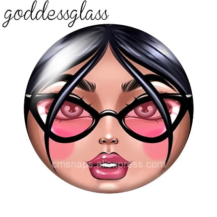 Matryoshka Doll Face Girl Sunglasses 12mm/18mm/20mm/25mm Round photo glass cabochon flat back Making findings Jewelry