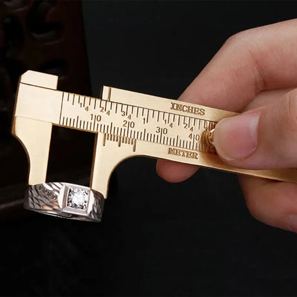 1pc Brass Vernier Caliper, Mini Precision Measuring Tool with Metric & Imperial Scale, Pocket Size Slide Gauge for DIY
