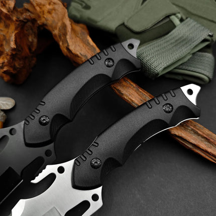 Handmade Damascus Steel Straight Knife, Multifunctional Outdoor Companion Knife