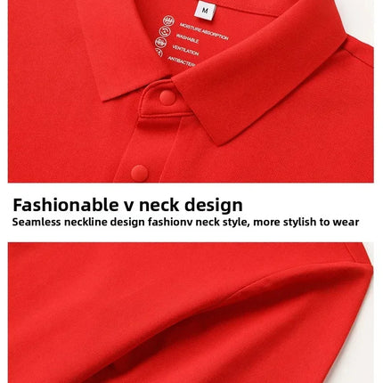 6XL Anti-Wrinkle Pearl Weave Cool Feeling Solid Color Polo Shirt Seamless Collar Four Button Men's T-Shirt Summer Breathable