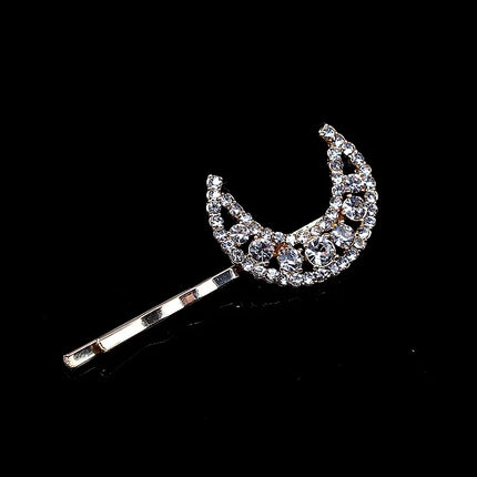 New Geometric Stars Moon Rhinestone Hair Clip Set Snowflake Star Bride Hairpins Women Side Clip Hair Barrettes Hair Jewelry Gift