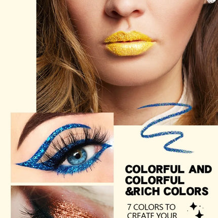 Waterproof Glitter Eyeliner Pen Eye Shadow Stick Long-Lasting Quickly Dry Diamond Shining 9-color Liquid Eyeliner Big Eye Makeup