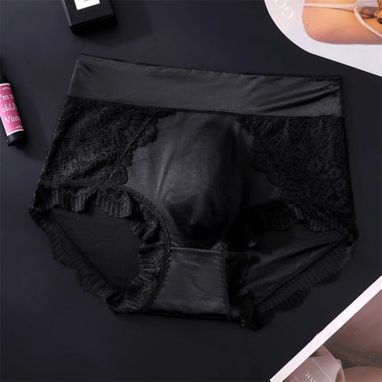 Sexy men's underwear Ice silk lingeries for man adults 18 plus cuecas masculina lace mesh cueca 3D seamless calzoncillos hombre