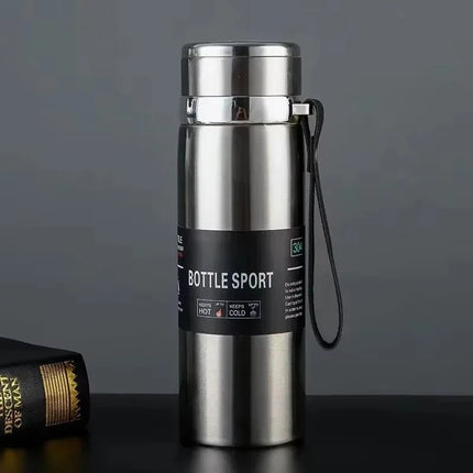 1L Portable Stainless Steel Thermal Bottle - Vacuum Insulated Thermos Keep Cold and Hot, for Water, Tea & Coffee Home Office Use