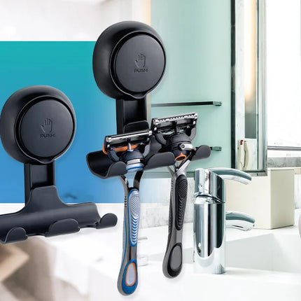TAILI 2pcs Shaver Holder Washroom Wall Sucker Suction Cup Hook Razor No Drilling Bathroom Removable Reusable Shaver Holder Hook