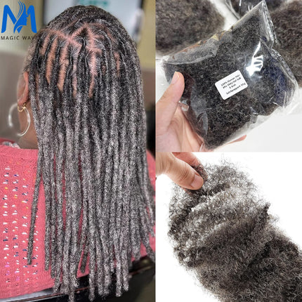 30g/pack Salt and Pepper Afro Kinky Bulk Human Hair for Dreadlocks Extensions Afro Kinky Curly Crochet Human Hair for Braiding