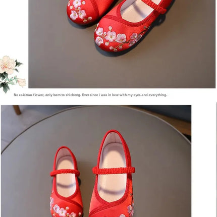 Princess Performance Traditional Chinese Hanfu Shoes Embroidered Children's Footwear Ancient Style Girls' Footwear Handmade