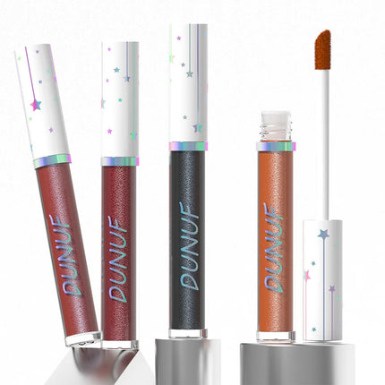 DUNUF 6 pcs set pearlescent metallic color long lasting lip gloss waterproof sweatproof non-stick lipstick