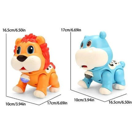 Singing Dancing Flashing Dancing Animal Educational Lion Hippopotamus Educational Musical Crawl Learning With LED