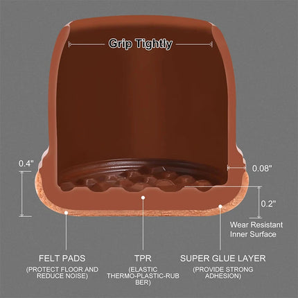 Chair Leg Caps Rubber Feet Protector Stool Table Furniture Leg Cover Non Slip Felt Bottom Pads Round Square Floor Protectors