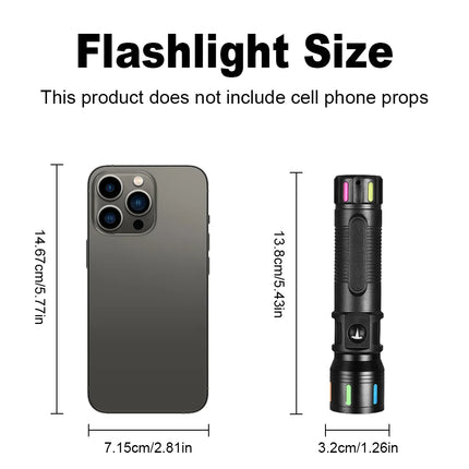 White Laser Flashlight Keychain High Power Rechargeable LED Flashlight Torch Tactical Portable Outdoor Camping Hiking Work Light