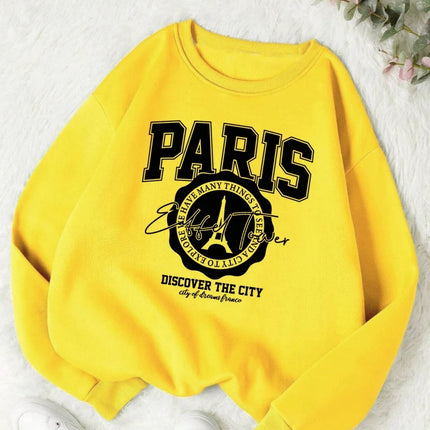 Paris Discover The City Sweatshirts Womens Letter Prints Hoodie Crewneck Fleece 2025 Autumn Winter Comfortable Woman Clothes