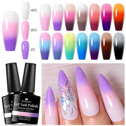 8ml Thermal Nail Gel Polish 3 Colors Changing Semi Permanent Soak Off UV/LED Nail Art Gel Varnish for Manicure Nail Supplies