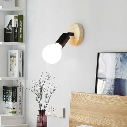 1/5/10Pcs Retro Indoor Modern Bedside Retro Interior E27 Bracket Light Lighting Bedroom Living Room Home Wood LED Wall Lamp
