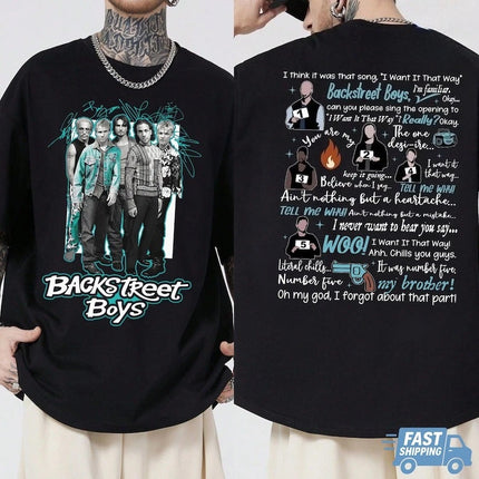 Backstreet Boys Classic Album Poster Graphic Print T-Shirt for Fans Men Women Crewneck Cotton New Fashion Oversized Casual Tops
